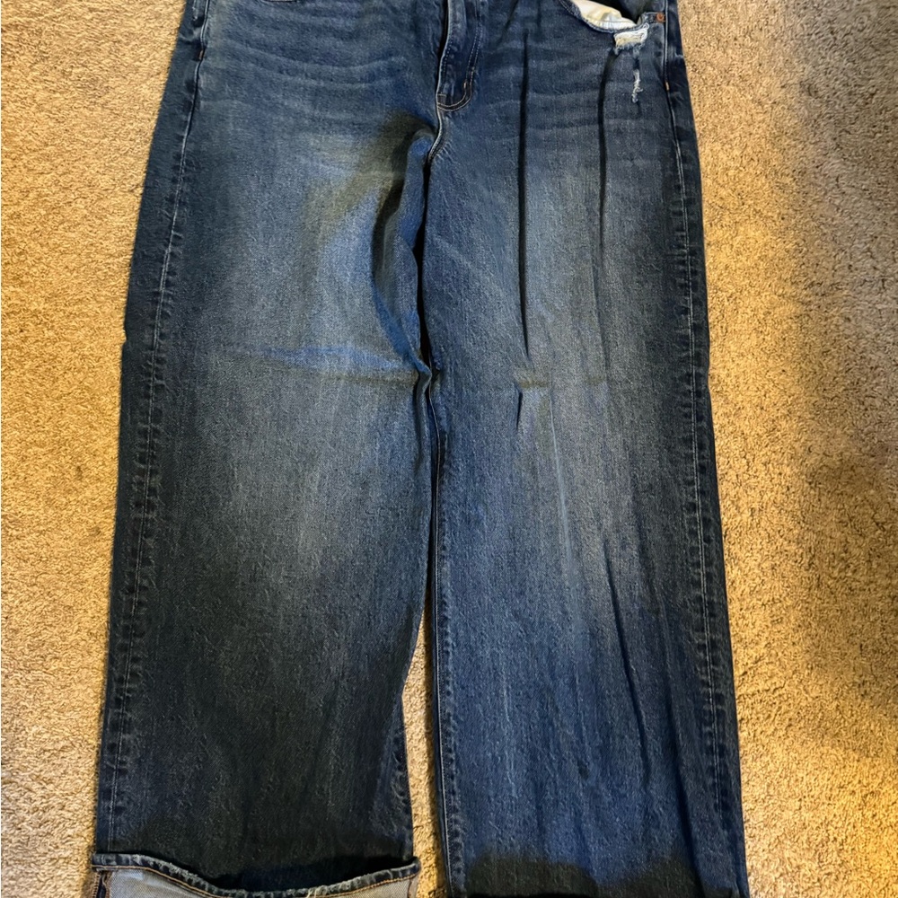 American Eagle Outfitters Dark Blue Wide Leg Jeans